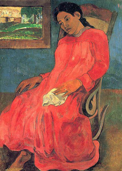 Paul Gauguin Frau im rotem Kleid oil painting image